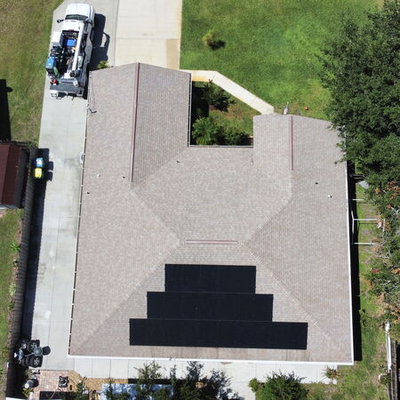 After drone shot of clean roof