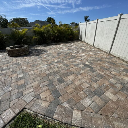 Pavers washed sanded and sealed with fire pit and vinyl fence su